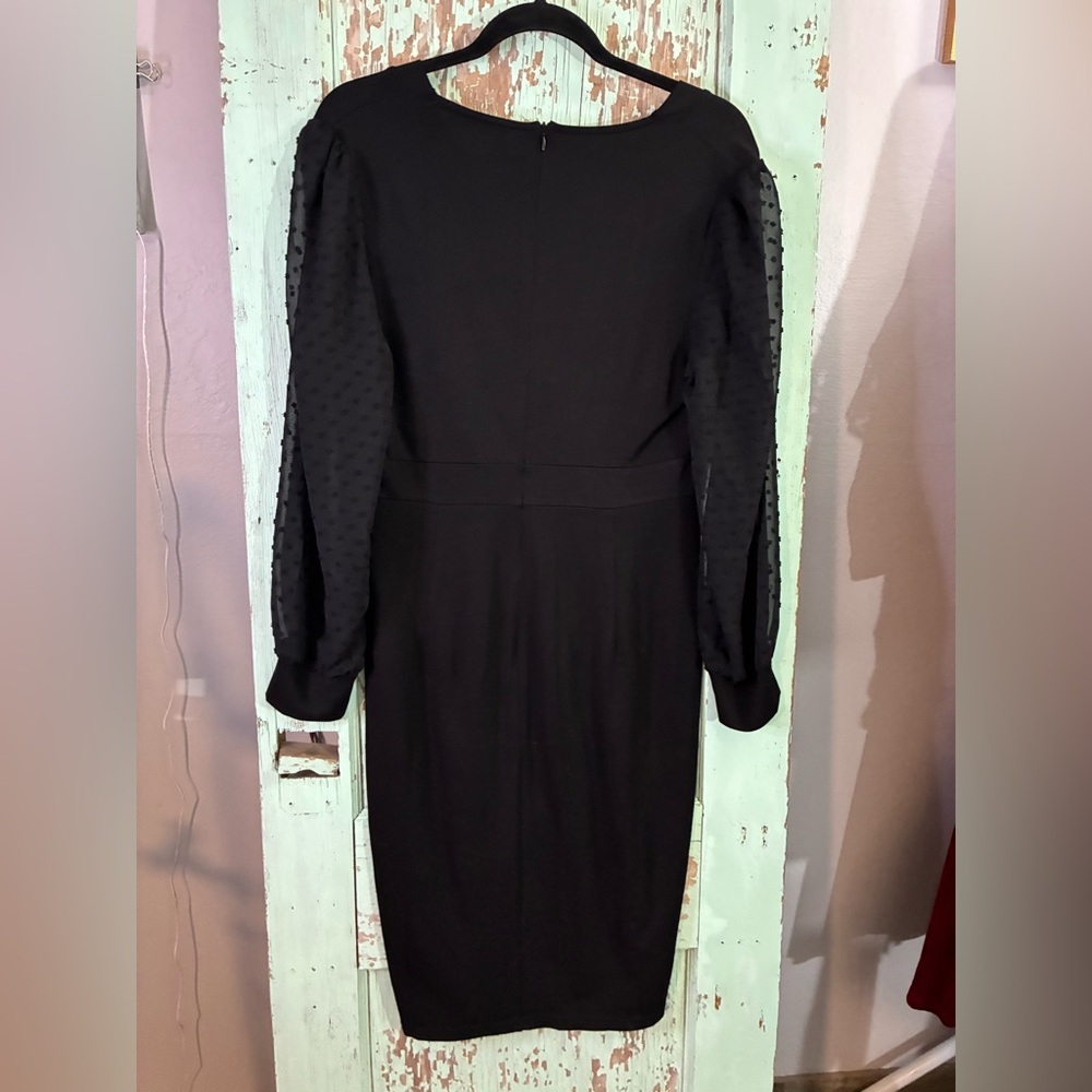 Grace Karin Black Midi Dress with Sheer Sleeves - Picture 3 of 5